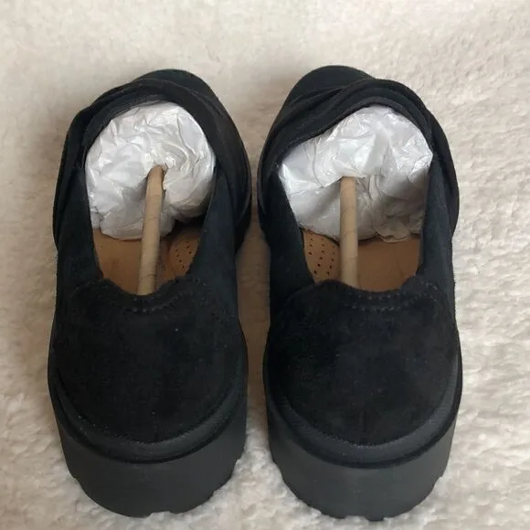 Clarks Collection Ruched Slip-On Loafers - Calla Style black suede size 7 wide