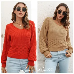 Classic Red V-Neck Long Sleeve Sweater