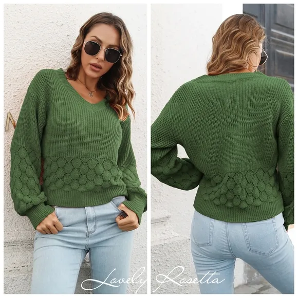 Classic Red V-Neck Long Sleeve Sweater