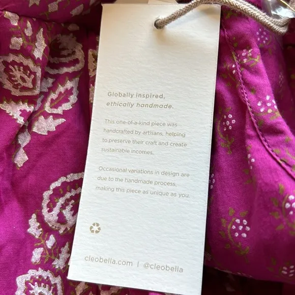 Cleobella Magdalena Mini Dress Mix Block Print Organic Hand Painted Sz M NEW