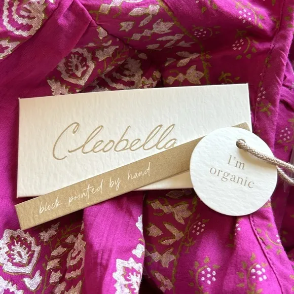 Cleobella Magdalena Mini Dress Mix Block Print Organic Hand Painted Sz M NEW