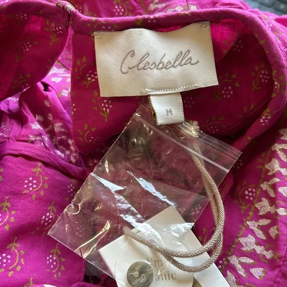 Cleobella Magdalena Mini Dress Mix Block Print Organic Hand Painted Sz M NEW