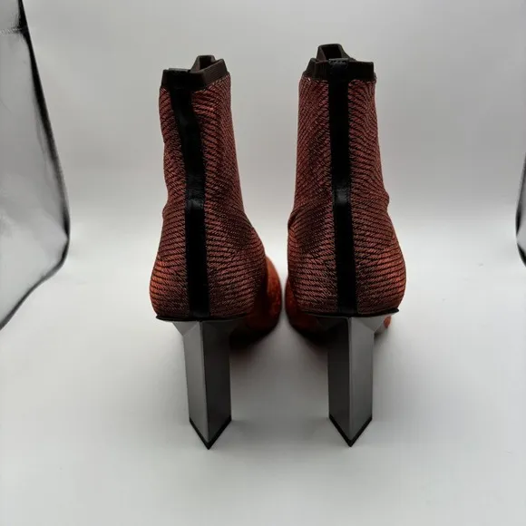 Clergerie &quot;Jany&quot; Stretch Metal Lurex Mesh Mirrored Heel Ankle Boot Sz 10.5 New