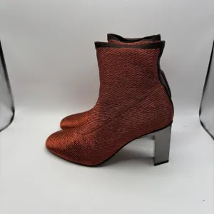 Clergerie &quot;Jany&quot; Stretch Metal Lurex Mesh Mirrored Heel Ankle Boot Sz 10.5 New
