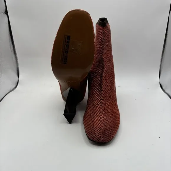 Clergerie &quot;Jany&quot; Stretch Metal Lurex Mesh Mirrored Heel Ankle Boot Sz 10.5 New