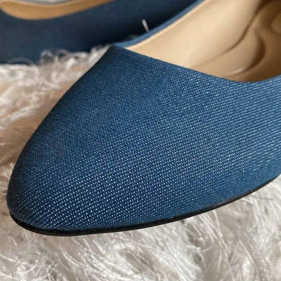 Coach and Four Women’s Juliette Chambray with Metallic Shimmer Pointed Toe Flats