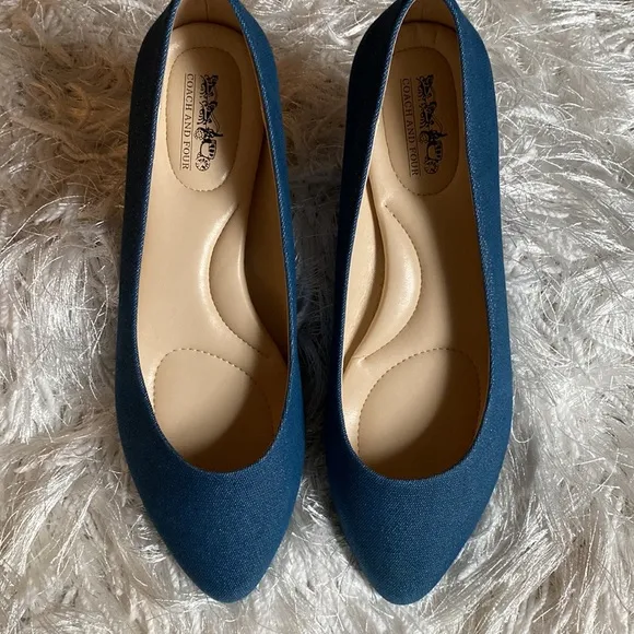 Coach and Four Women’s Juliette Chambray with Metallic Shimmer Pointed Toe Flats