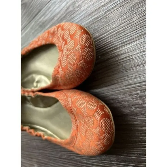 Coach Classic ORANGE Women's Ballet Flats Shoes SIZE- 6.5 B