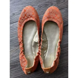 Coach Classic ORANGE Women's Ballet Flats Shoes SIZE- 6.5 B