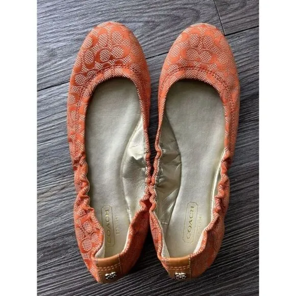 Coach Classic ORANGE Women's Ballet Flats Shoes SIZE- 6.5 B