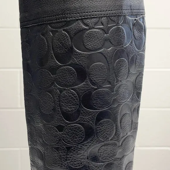 COACH Elitta Embossed Signature C Knee High Soft Leather Boots 7.5 B