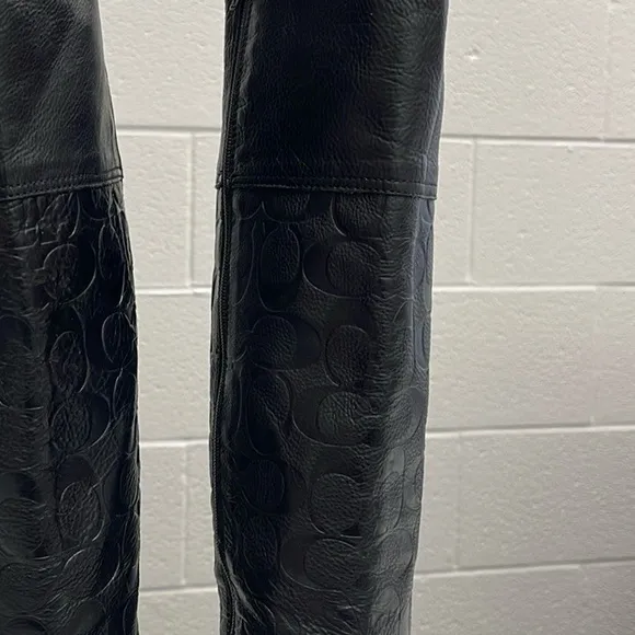 COACH Elitta Embossed Signature C Knee High Soft Leather Boots 7.5 B