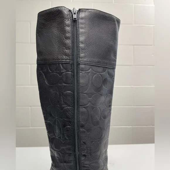 COACH Elitta Embossed Signature C Knee High Soft Leather Boots 7.5 B