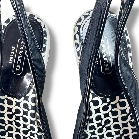Coach Emilanna Black Slingback Sneaker Wedges A3301 Lace Up Sporty, Size 8