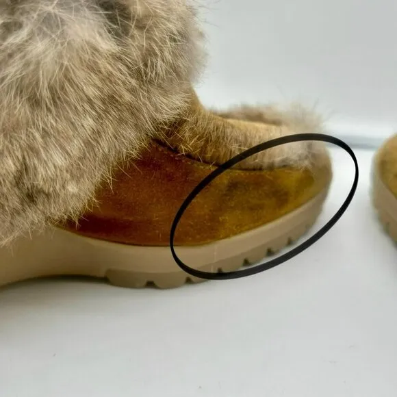 Coach Kaela Platform Mule Loafers Women 10 Tan Beige Brown Leather Suede Fur Y2K