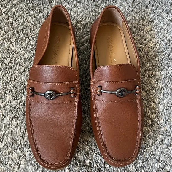 Coach Men’s Brown Dark Saddle Mott Driver‎ Leather Loafers Shoes Size 7.5