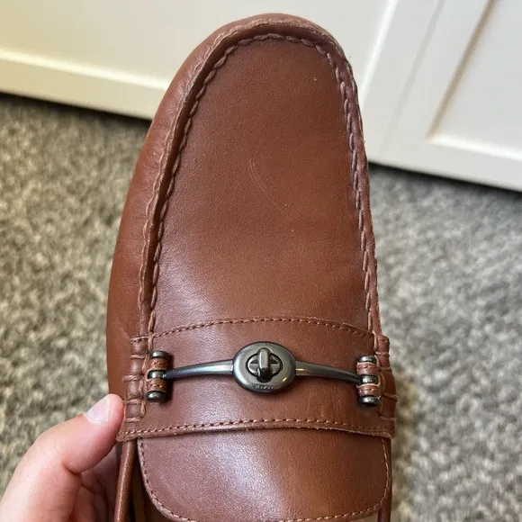 Coach Men’s Brown Dark Saddle Mott Driver‎ Leather Loafers Shoes Size 7.5