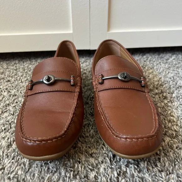 Coach Men’s Brown Dark Saddle Mott Driver‎ Leather Loafers Shoes Size 7.5