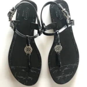 Coach Pansy Black Jelly Thong Sandals  size 9B