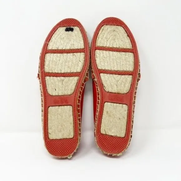 Coach Rhodelle Flat Leather Espadrille Loafers Reddish Orange Women's Size 7