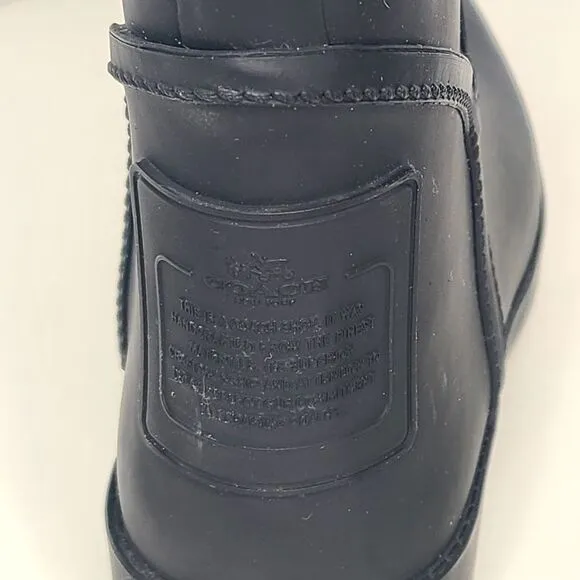 Coach‎ Tristee Matte Black Fleece Lined Lace-up Tall Rain Boots Women's Sz 6B
