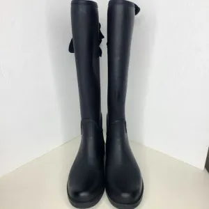 Coach‎ Tristee Matte Black Fleece Lined Lace-up Tall Rain Boots Women's Sz 6B