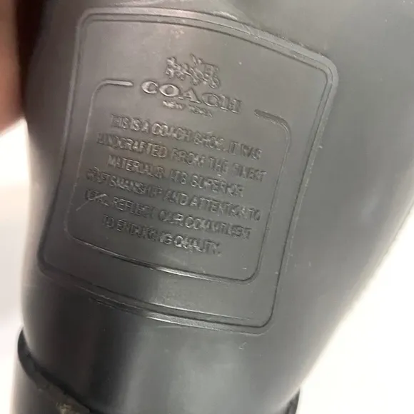 Coach Tristee Matte Black Tall Rain Boots Size 7