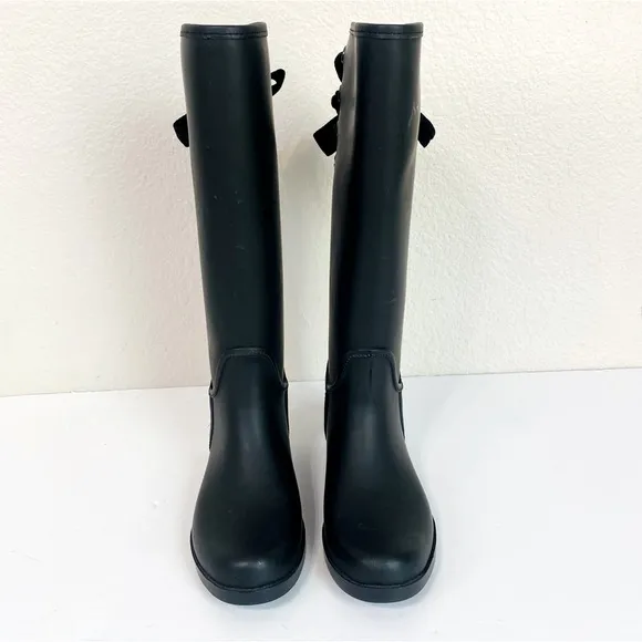 Coach Tristee Matte Black Tall Rain Boots Size 7