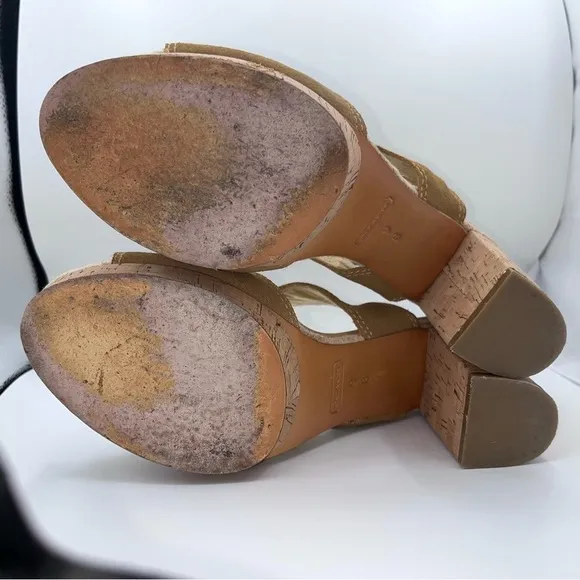 Coach Valeann Suede Buckle Platform Sandals - Size 9