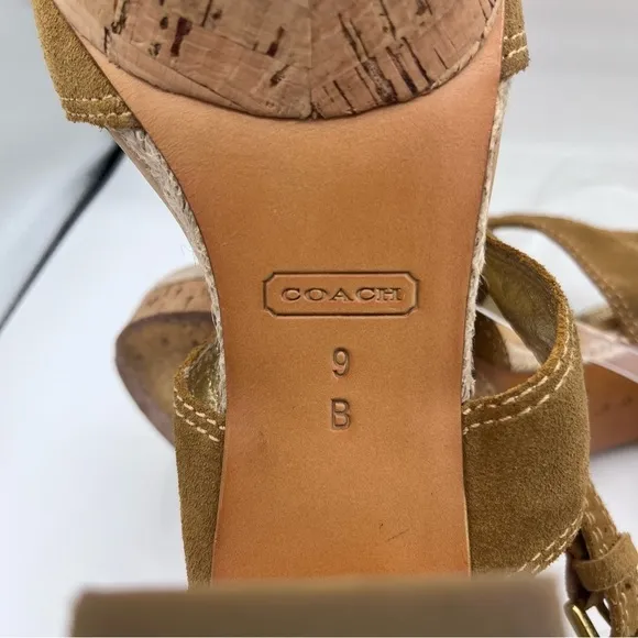 Coach Valeann Suede Buckle Platform Sandals - Size 9