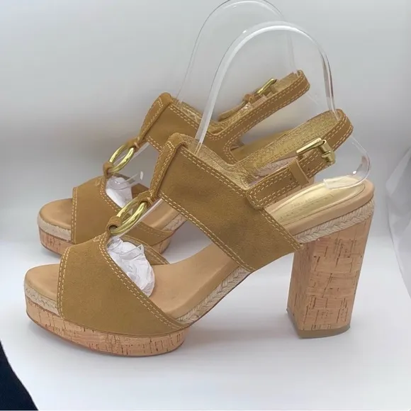 Coach Valeann Suede Buckle Platform Sandals - Size 9