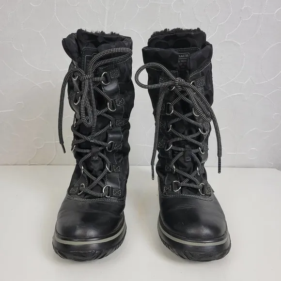 Coach Womens Boots Size 5.5 Shaine Black Signature Monogram Winter/Rain Fleece