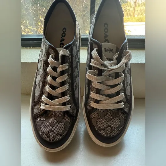 Coach Women's Citysole Platform Sneakers Shoes Oak/Saddle 9.5