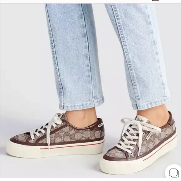Coach Women's Citysole Platform Sneakers Shoes Oak/Saddle 9.5