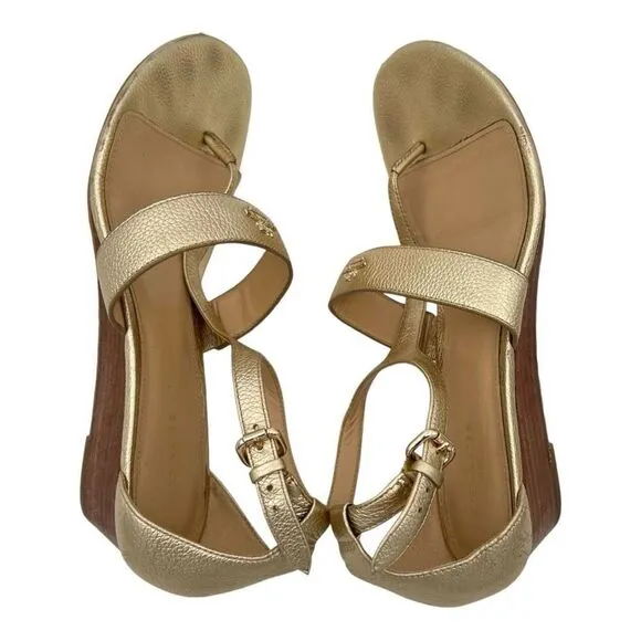 Coach Women's Metallic Low Heel Thong Strap Sandals Gold Size 9B