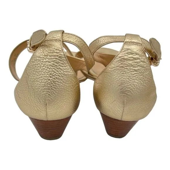 Coach Women's Metallic Low Heel Thong Strap Sandals Gold Size 9B
