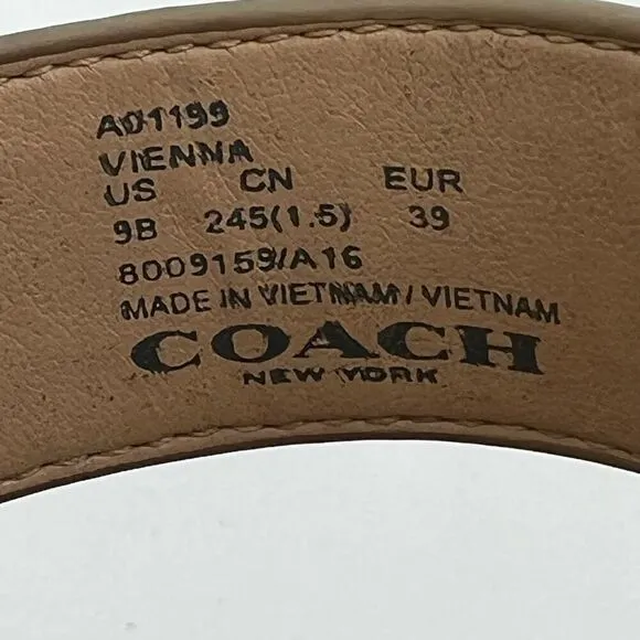 Coach Women's Metallic Low Heel Thong Strap Sandals Gold Size 9B