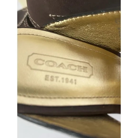 Coach Zeena Brown Leather Platform Sandals Size 8 NEW In Box
