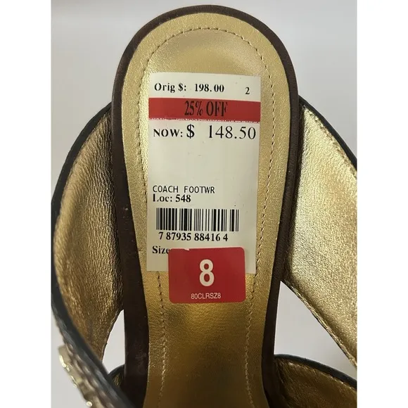 Coach Zeena Brown Leather Platform Sandals Size 8 NEW In Box