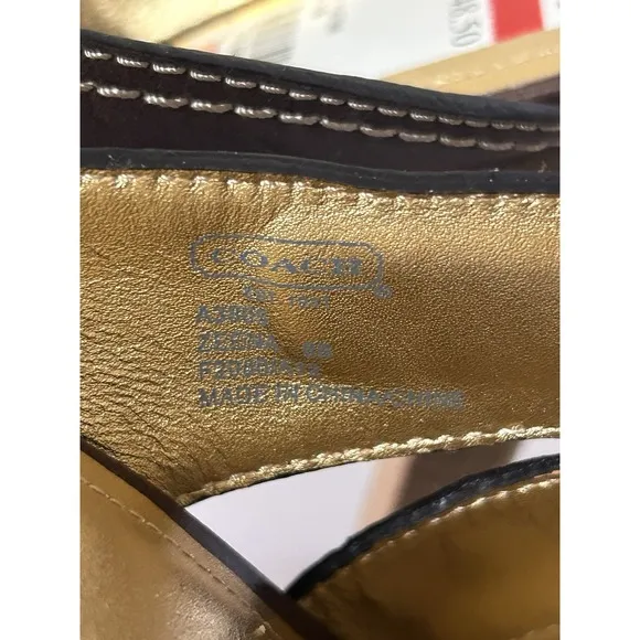 Coach Zeena Brown Leather Platform Sandals Size 8 NEW In Box
