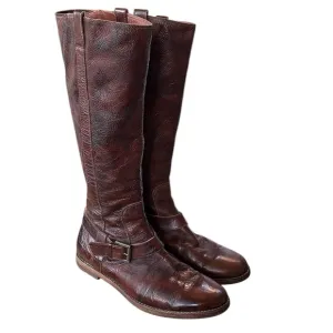 Cole Haan Brown Distressed Leather Nike Air Equestrian Strap Riding Boots - 7