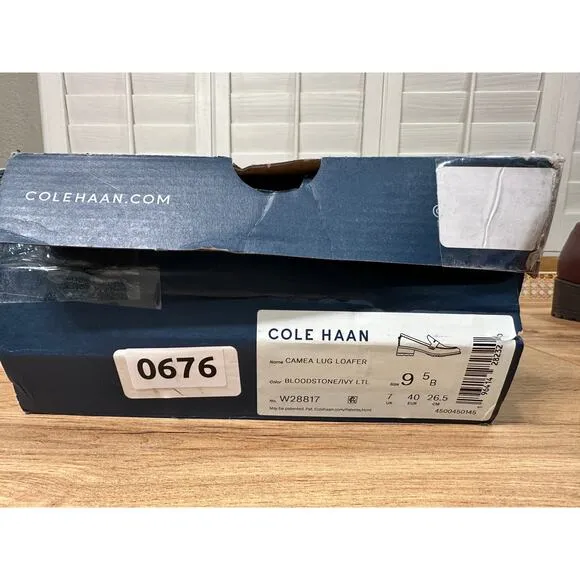 Cole Haan Camea Lug Loafer Bloodstone/Ivory Leather Size 9.5 NIB Chic Slip On