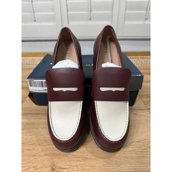 Cole Haan Camea Lug Loafer Bloodstone/Ivory Leather Size 9.5 NIB Chic Slip On