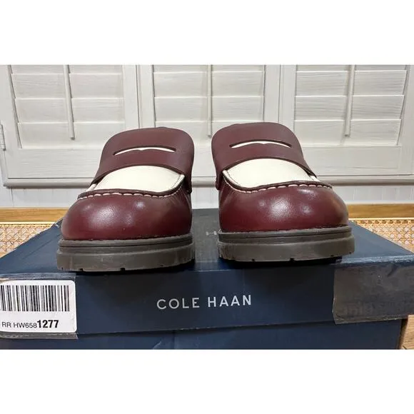 Cole Haan Camea Lug Loafer Bloodstone/Ivory Leather Size 9.5 NIB Chic Slip On