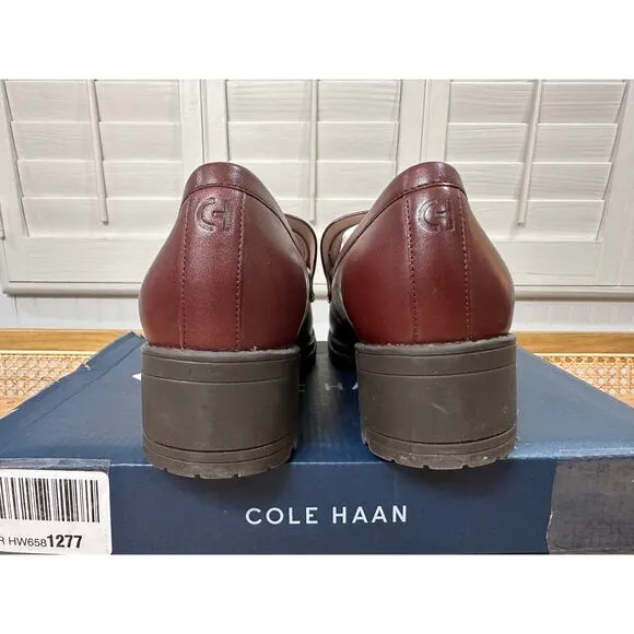 Cole Haan Camea Lug Loafer Bloodstone/Ivory Leather Size 9.5 NIB Chic Slip On