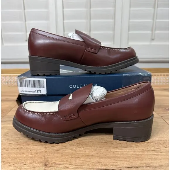Cole Haan Camea Lug Loafer Bloodstone/Ivory Leather Size 9.5 NIB Chic Slip On