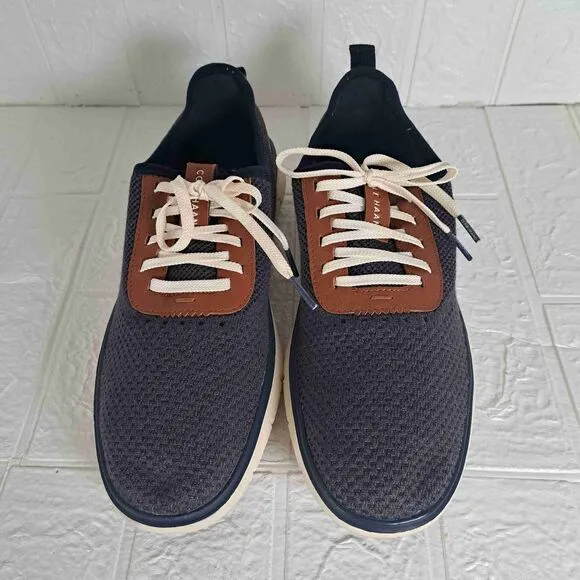 Cole Haan Marine Blue Leather Lace-Up Zerogrand Sneakers