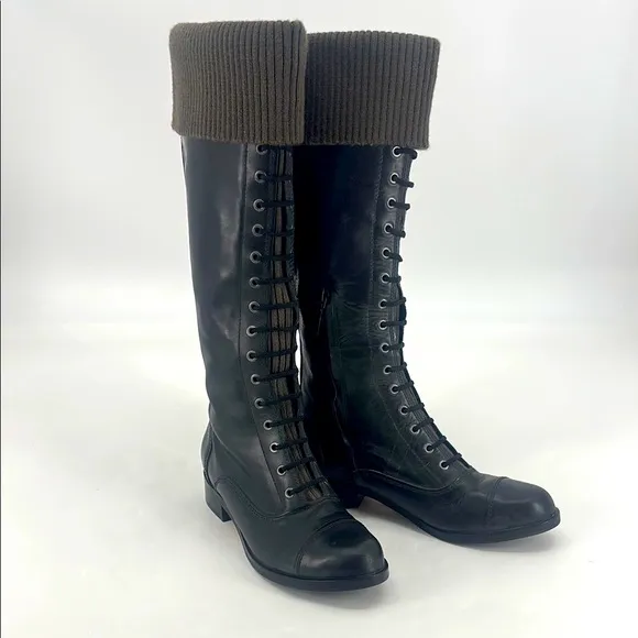 Cole Haan Nike Air Whitney Leather Military Steampunk Riding Tall Boots