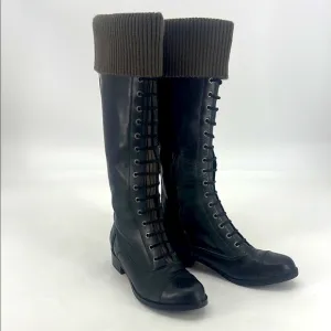 Cole Haan Nike Air Whitney Leather Military Steampunk Riding Tall Boots