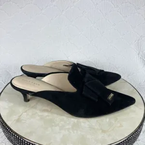 Cole Haan Ophelia Stiletto Heel Mules Womens 11 Black Suede Bow Classic Loafers